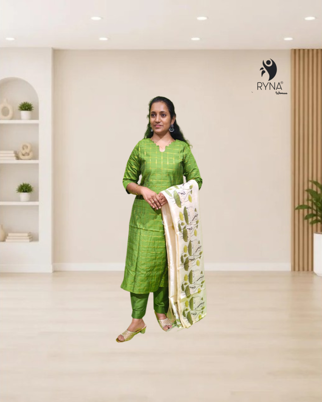3 Pcs Rawsilk Kurti Set