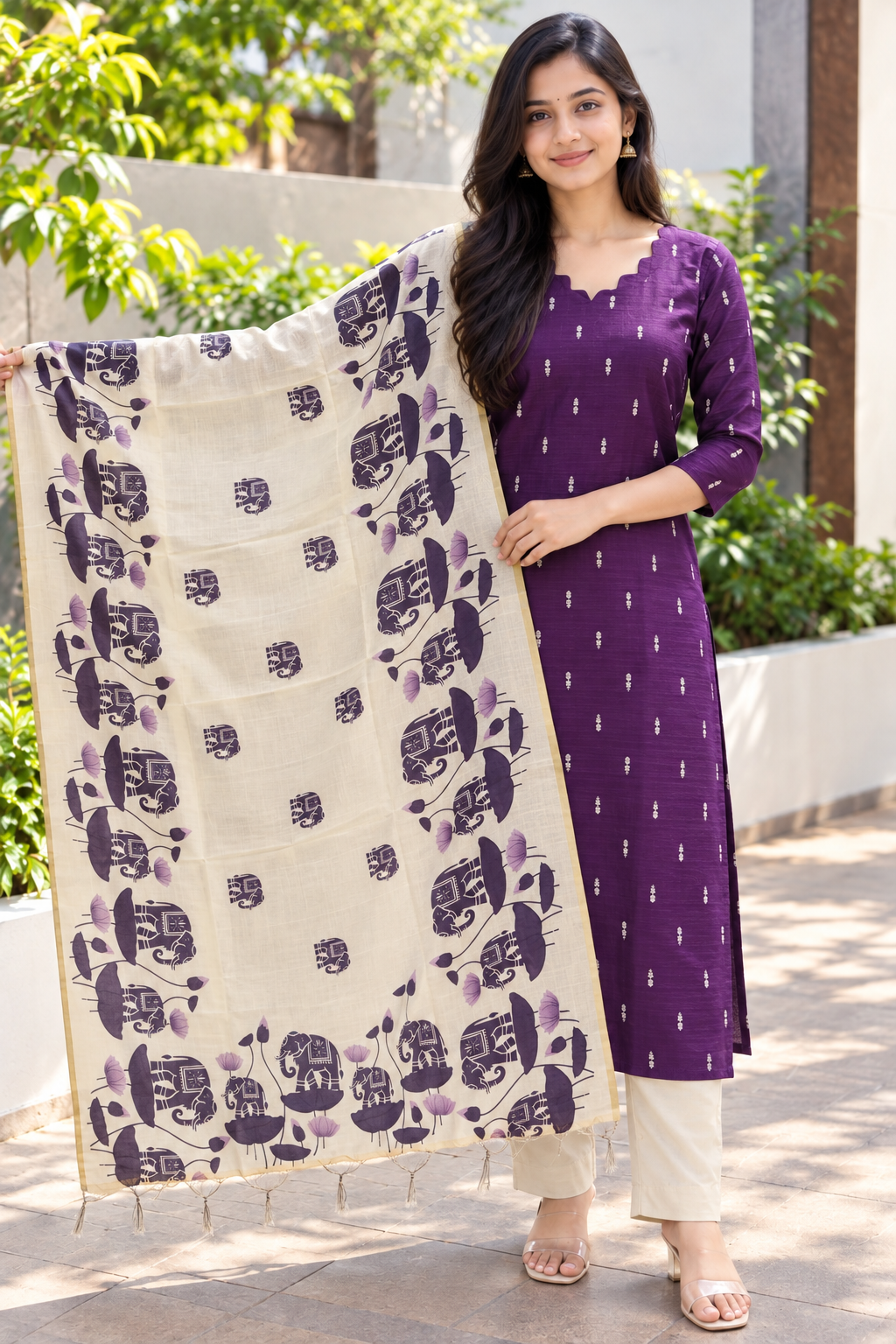 3 Pcs Rawsilk Kurti Set