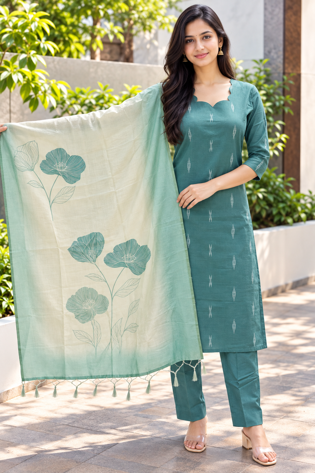 3 Pcs Cotton Kurti Set