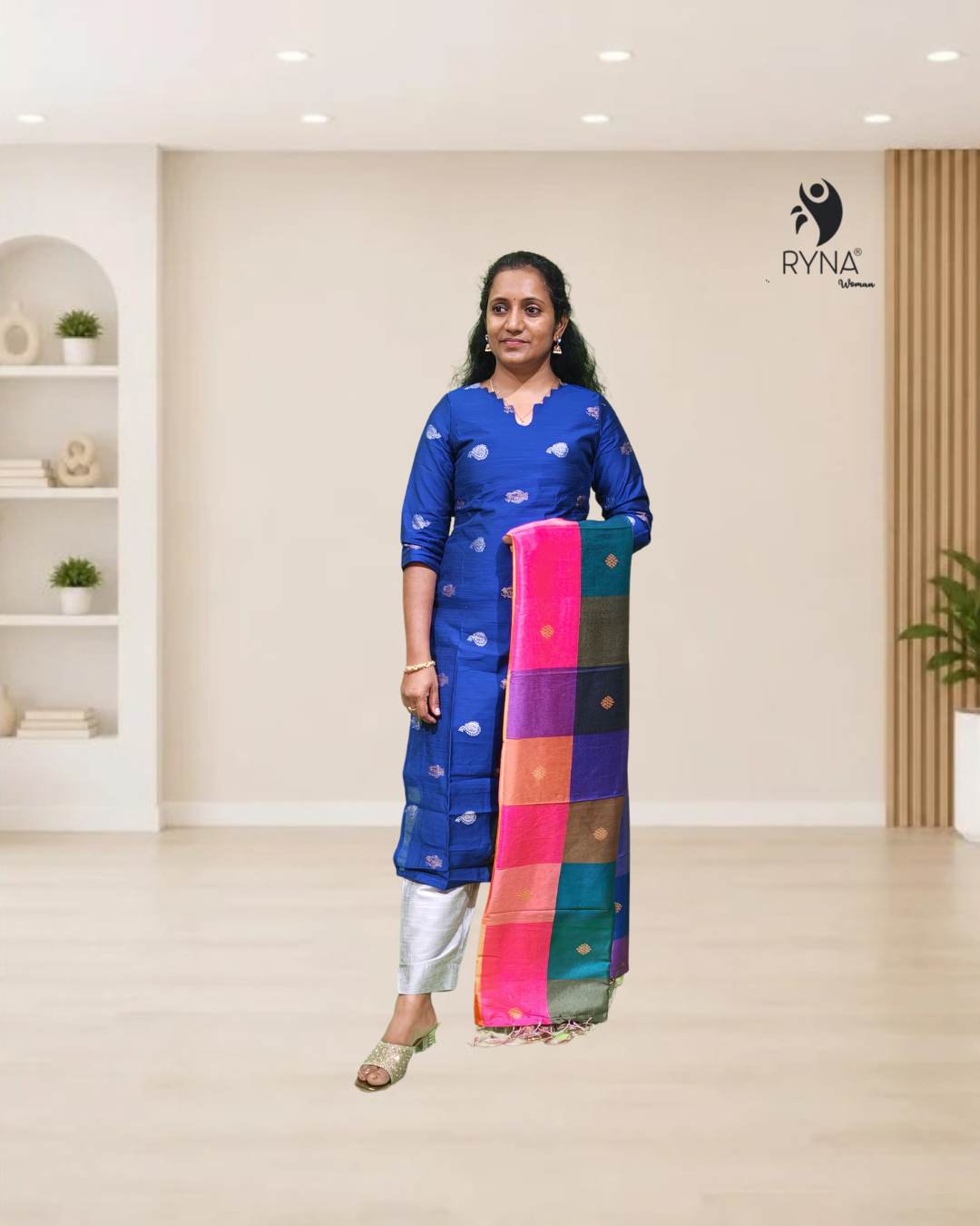 3 Pcs Rawsilk Kurti Set