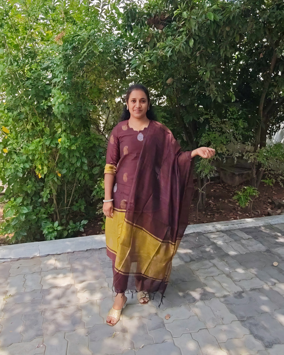 3 Pcs Rawsilk Kurti Set